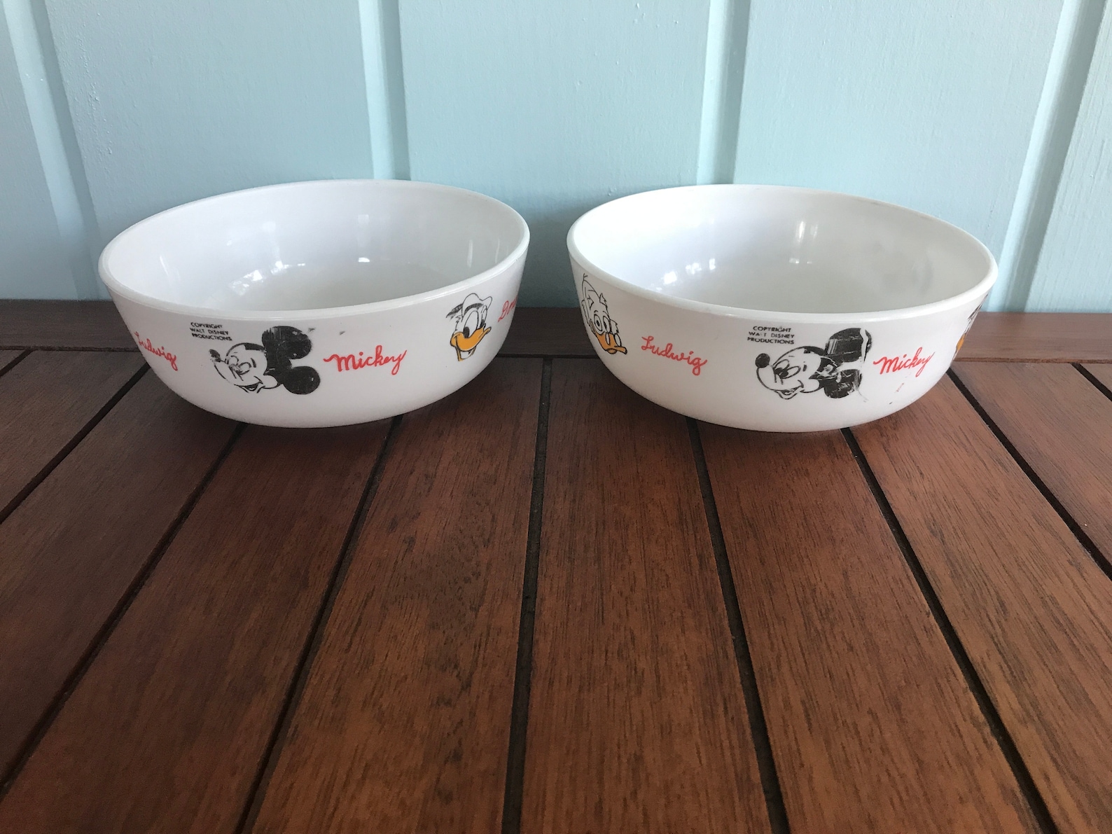 Two Vintage Eagle Disney Cereal Bowls Mickey Mouse Donald Etsy
