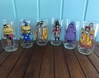 McDonald’s Collector Series Glass - Mayor McCheese, Big Mac, Hamburglar, Captain Crook, Grimace, and Ronald McDonald