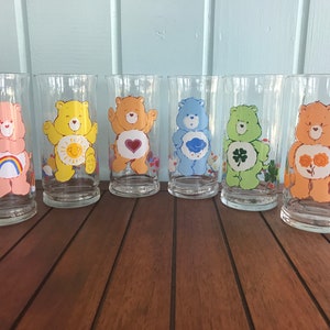 1983 Care Bears Pizza Hut Collector Series Glass - Cheer Bear, Funshine Bear, Tenderheart Bear, Grumpy Bear, Good Luck Bear, Friend Bear