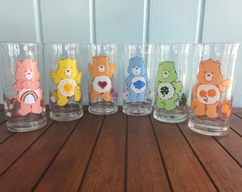 1983 Care Bears Pizza Hut Collector Series Glass - Cheer Bear, Funshine Bear, Tenderheart Bear, Grumpy Bear, Good Luck Bear, Friend Bear
