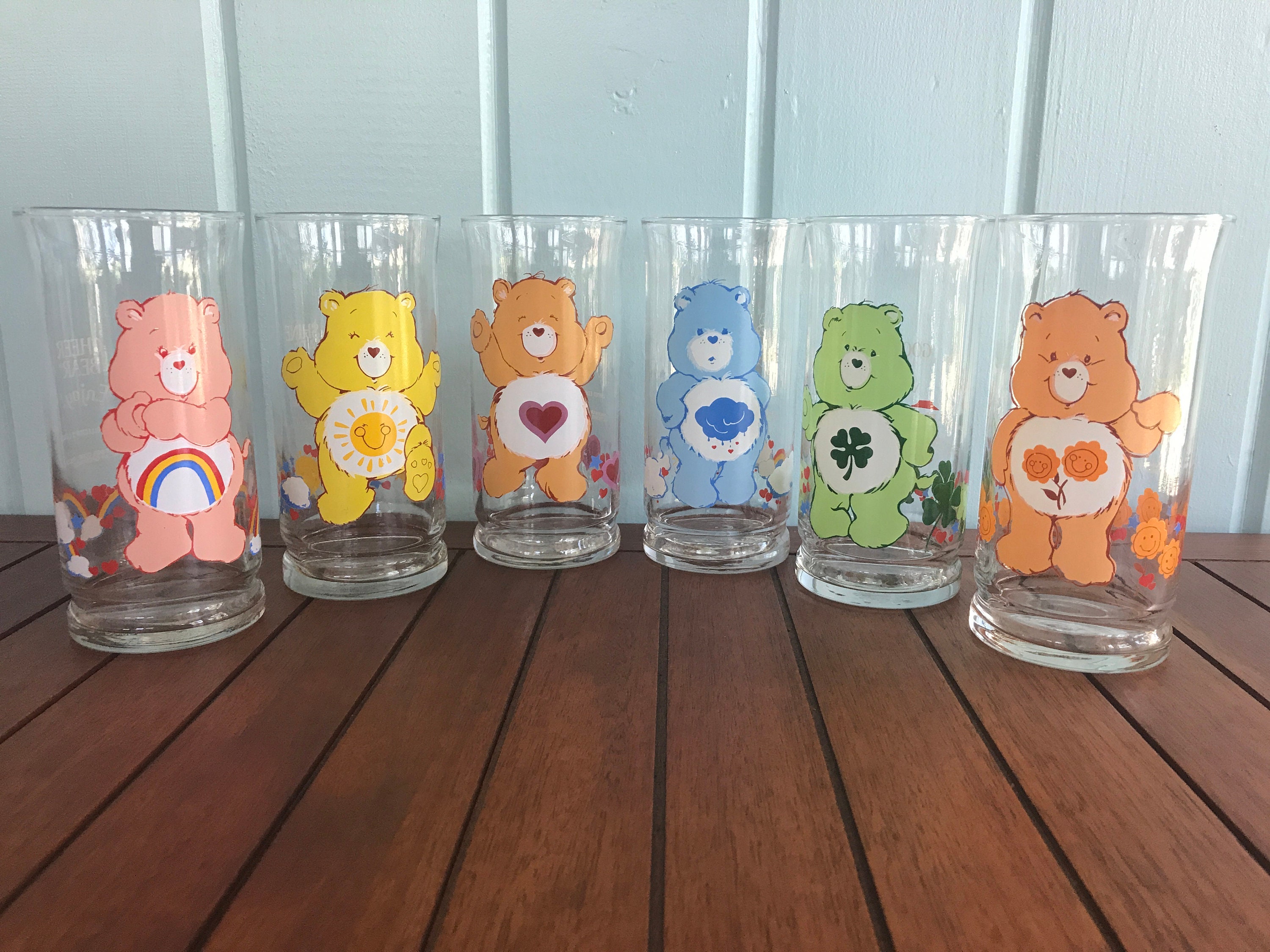 1983 Care Bears Pizza Hut Collector Series Glass - Cheer Bear, Funshine Bear, Tenderheart Bear, Grumpy Bear, Good Luck Bear, Friend Bear