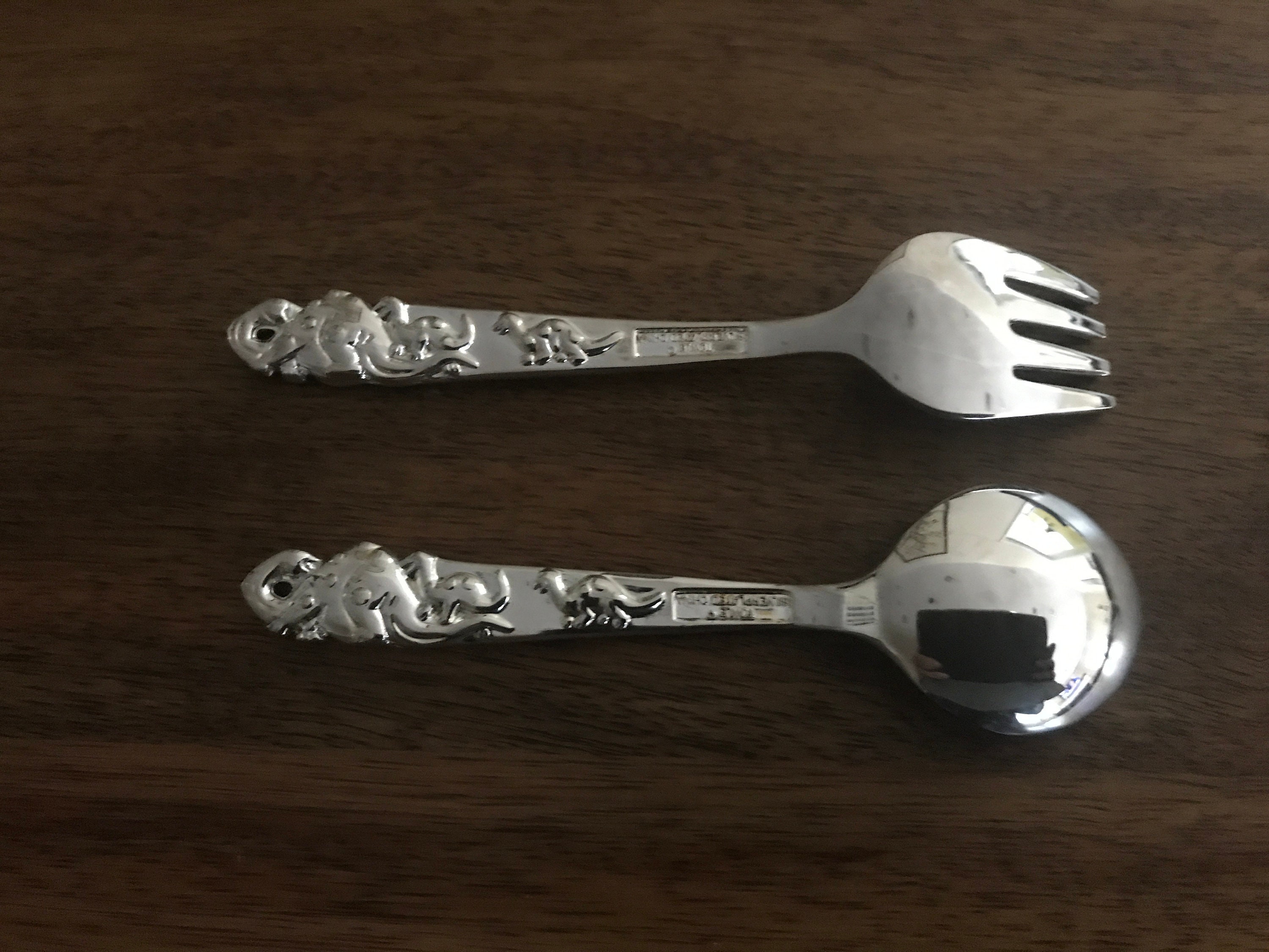 International Silver Towle Silverplate Flatware / Silverware Set in  Original Box Baby Fork, Baby Spoon, Infant Feeding Spoon Dinosaurs 