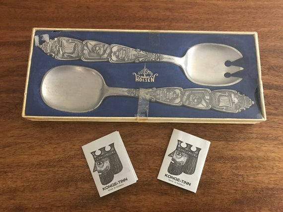 Konge-tinn Norge Gulsmed Holsen Viking Silverware / Flatware in