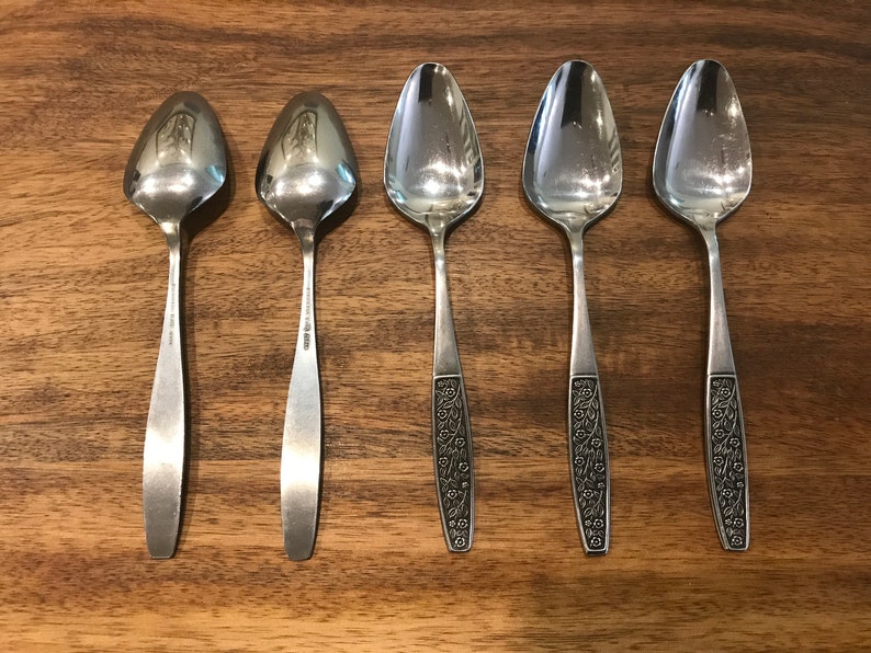 Mid Century Flower Handle Stainless Steel Japan Flatware / Etsy