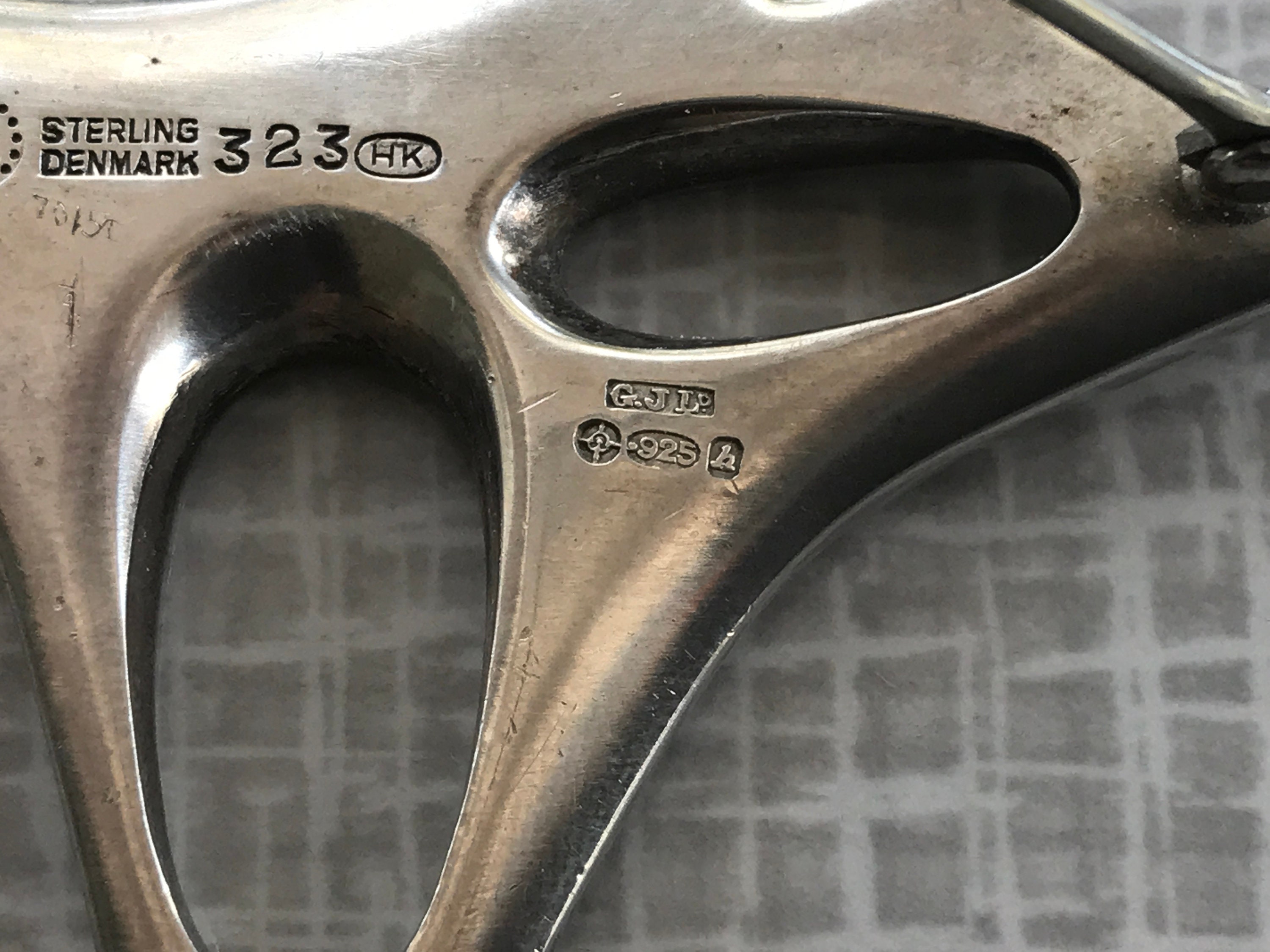 Vintage Georg Jensen Sterling Silver and Black Enamel Abstract