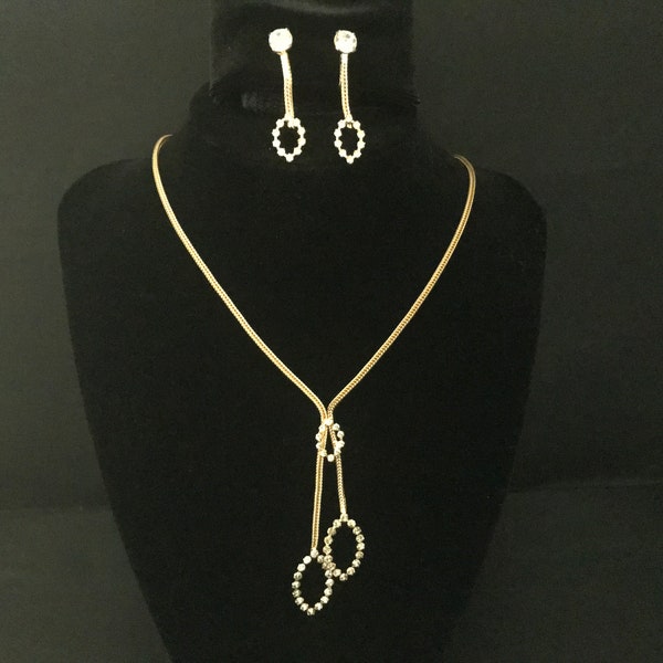 Vintage Park Lane Gold and Diamond Necklace and Earrings