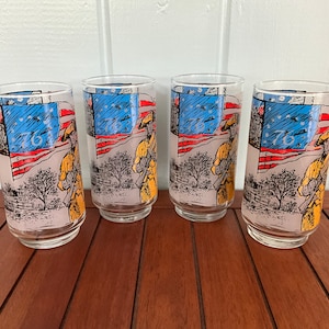 Libbey 1776 - 1976 Bicentennial Glasses in Original Packaging - American Flag, Liberty Bell, Paul Revere, Washington Crossing the Delaware
