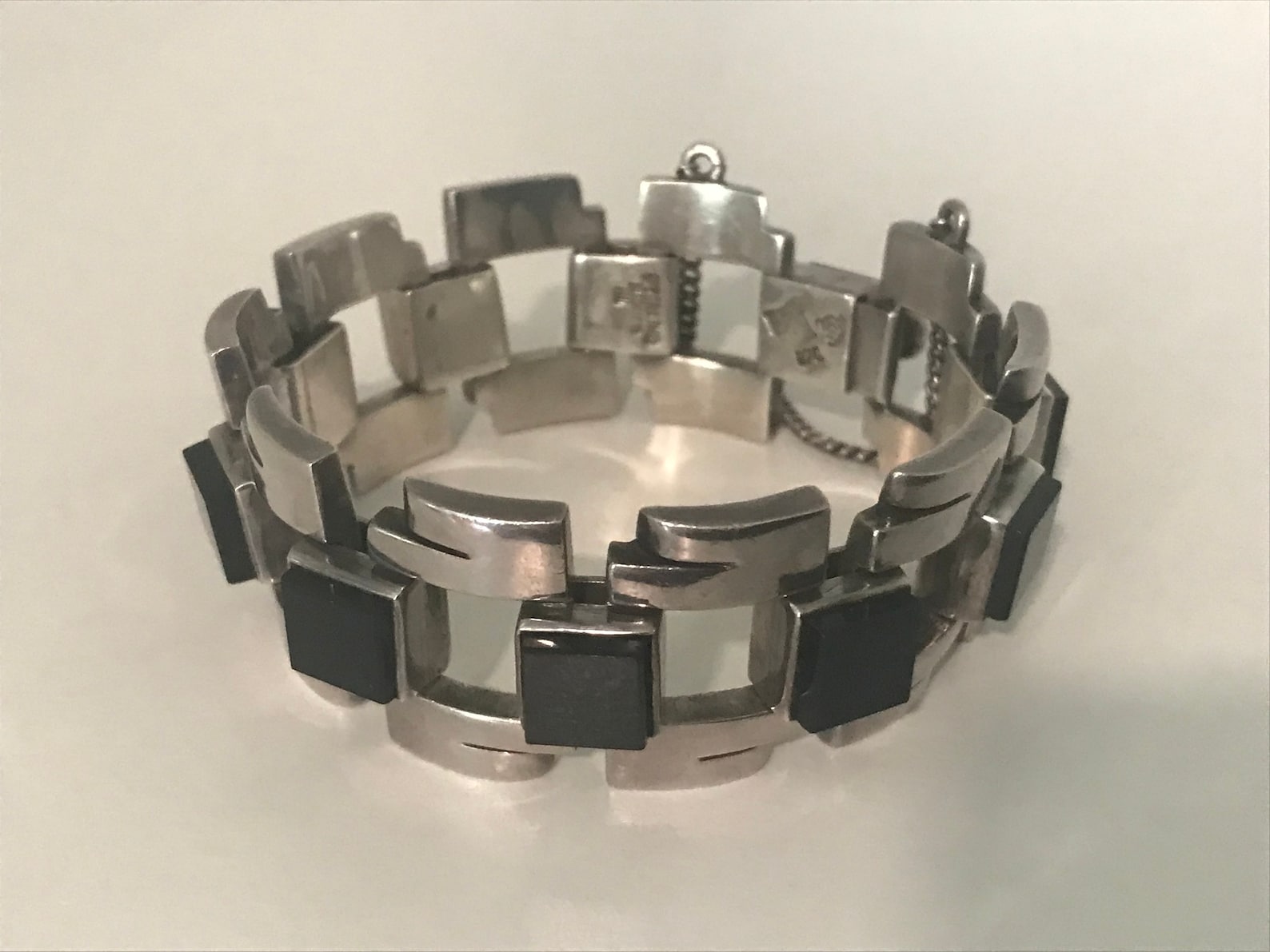Vintage Antonio Pineda 980 Silver/Copper Bracelet, Taxco Silver 8 1/4