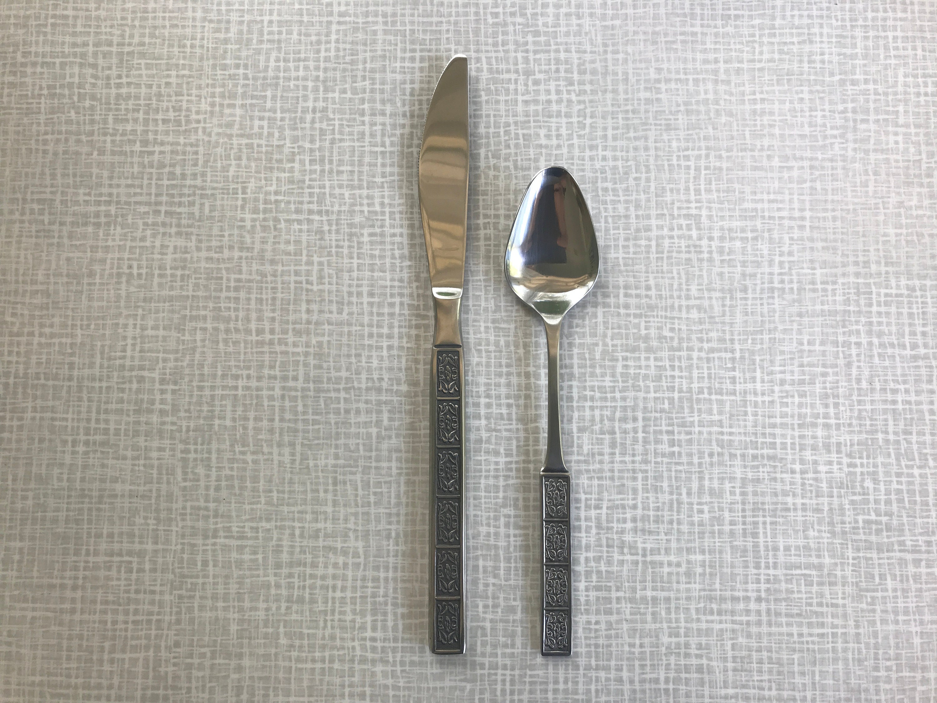 Vintage Stainless Steel Geometric Silverware / Flatware