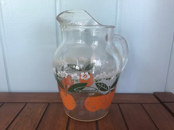 Vintage Beverage Juice Pitcher Glass Serving Pitcher MCM Libby Anchor  Hocking 