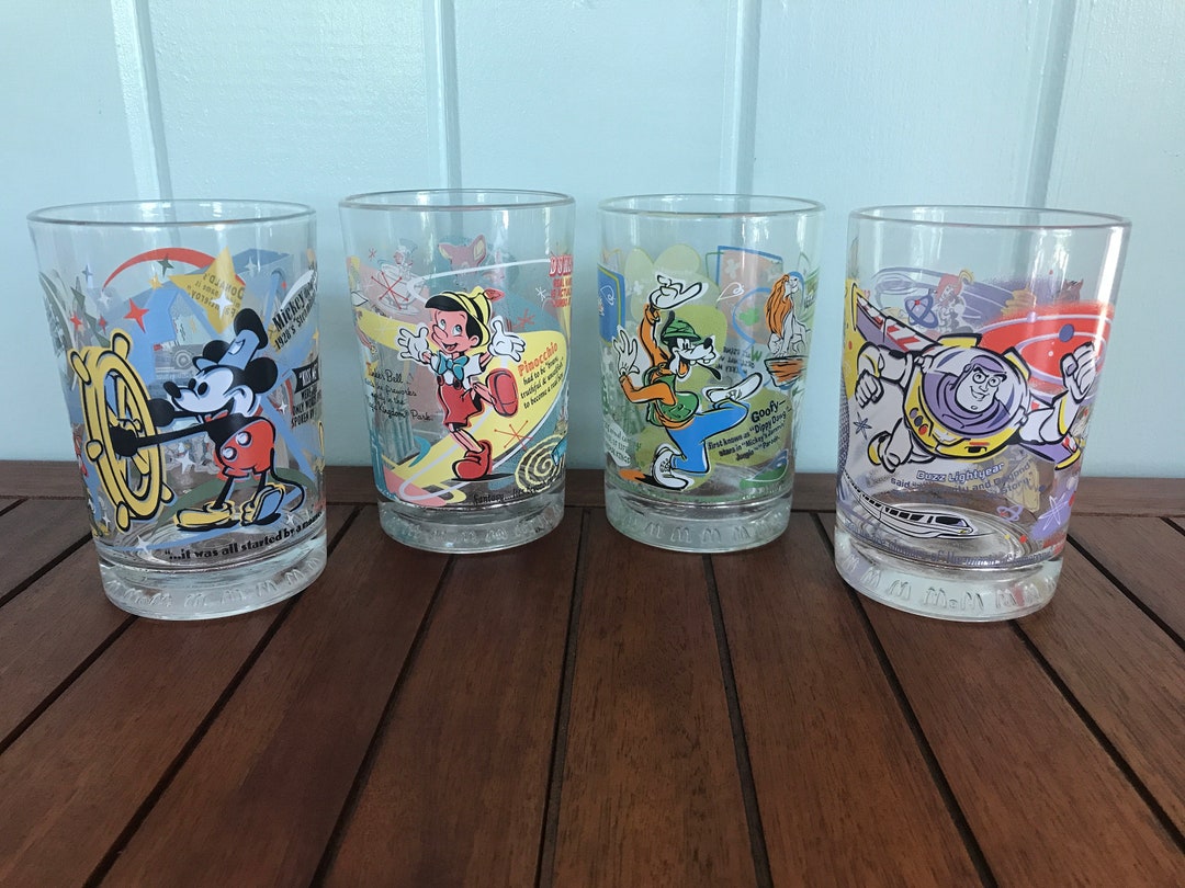 Walt Disney World Share a Dream Come True 100th Anniversary Collector's  Glasses Set of 4 Mickey Mouse, Snow White, Donald Duck 1001 