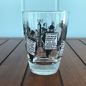 One Black and White Libbey Sandwich Man Cityscape Drink Recipe Glass