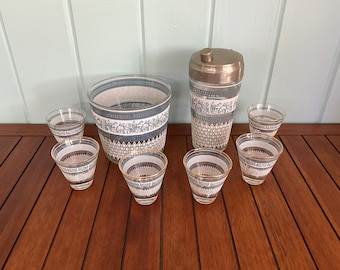 50's ヴィンテージ　Jeannette Glass　パトリシアン　バスケット Vintage Jeannette Patrician Glass Set: Tumblers, Garnish Bowl