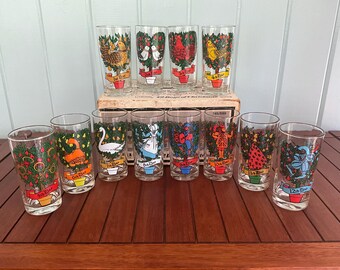 12 Days of Christmas Glasses from Glassware by Brockway with the Original Box