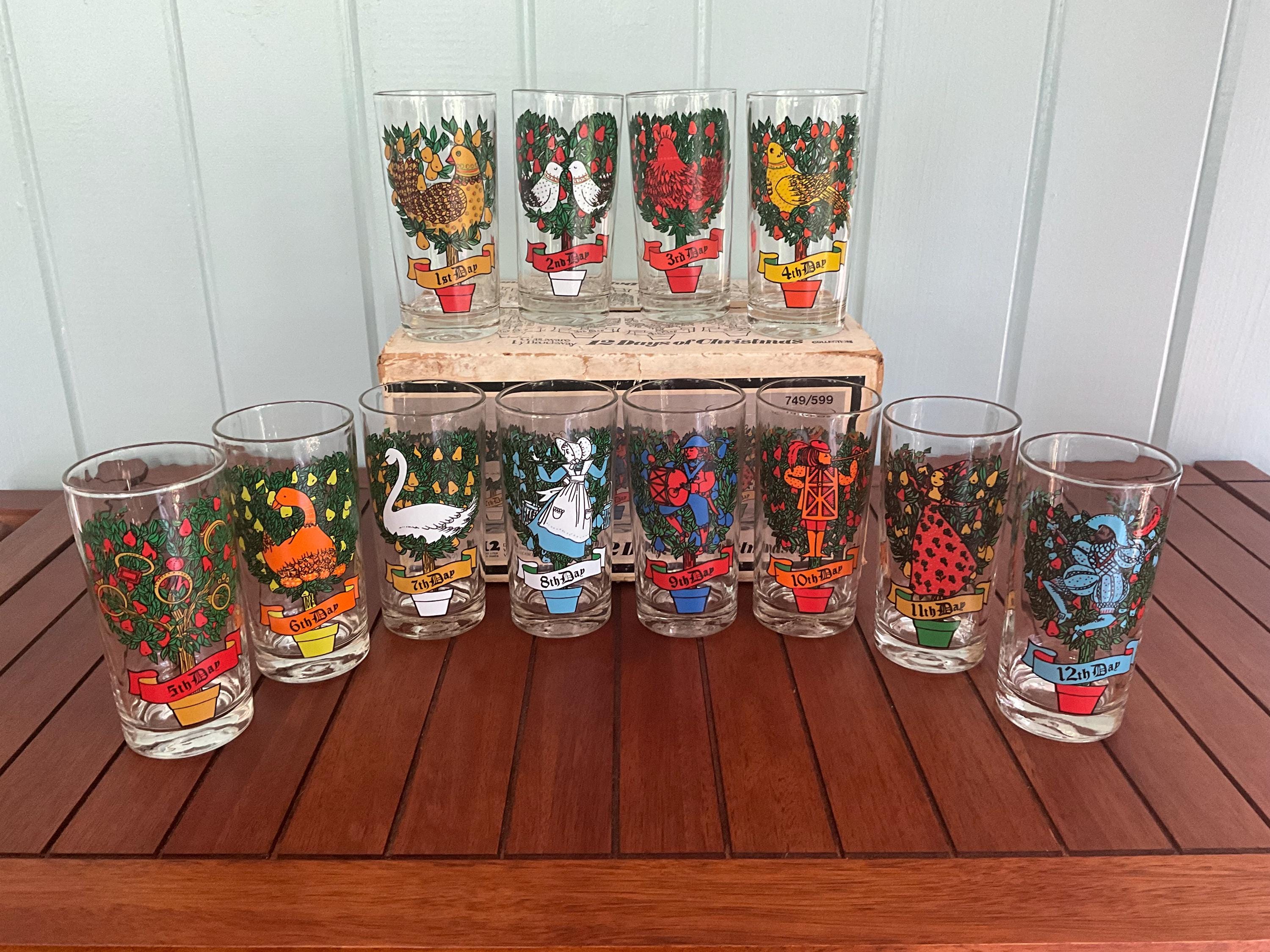 12 Days of Christmas Glasses From Glassware by Brockway With the