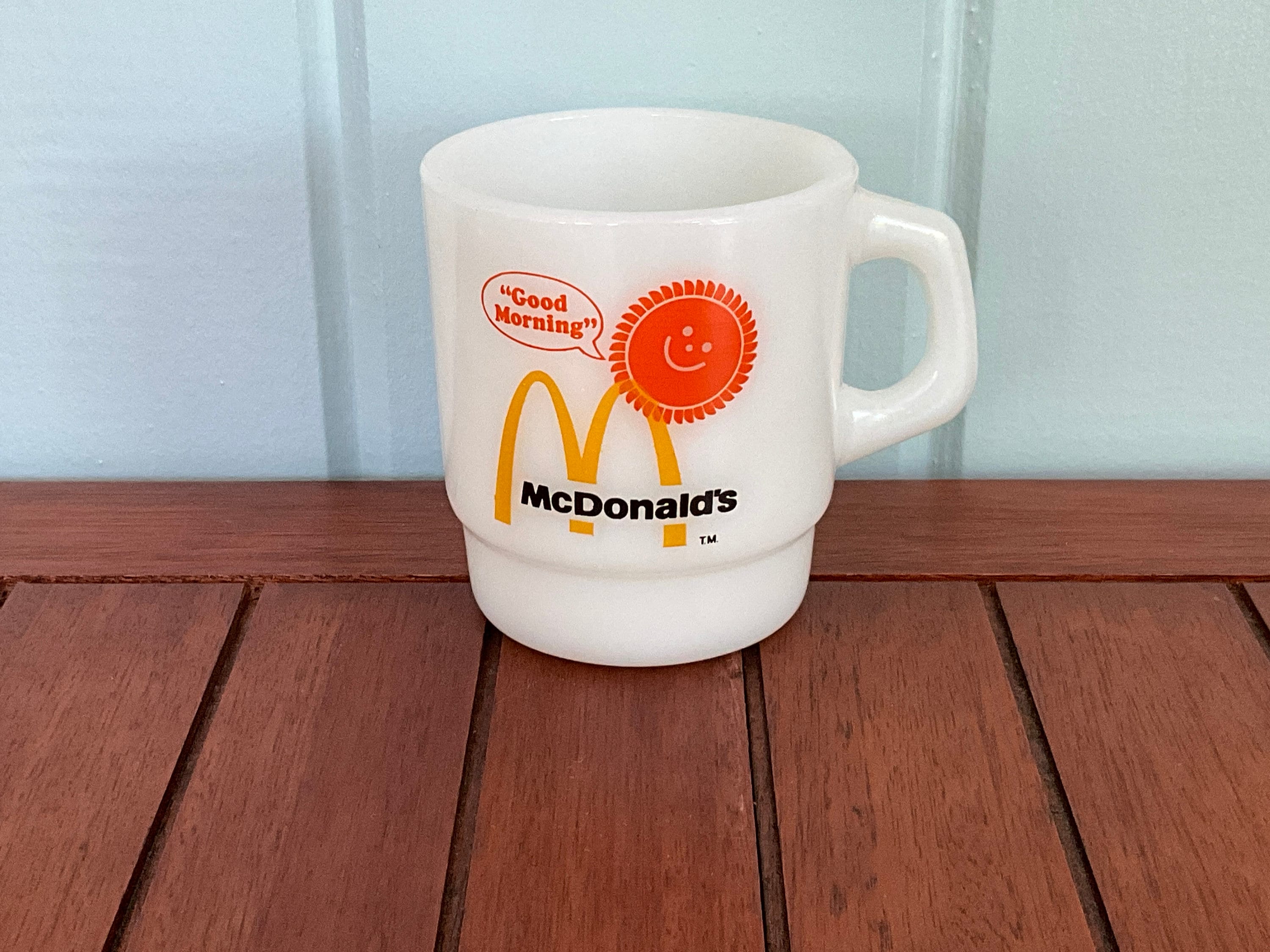 One Mcdonald's “good Morning” Anchor Hocking Fire King White