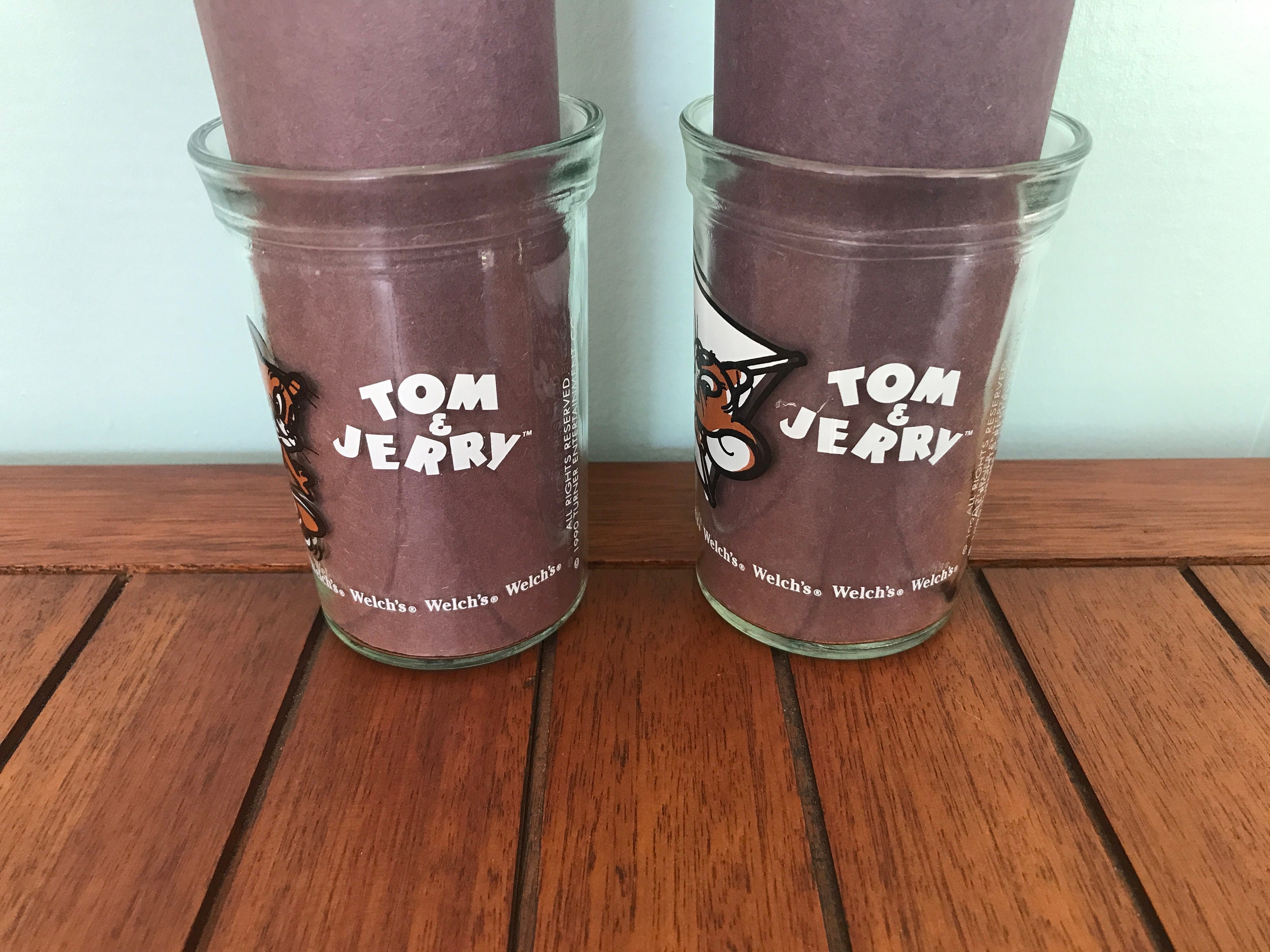 One 1990 Welch's Jelly Jar Glass - Tom and Jerry - Tom