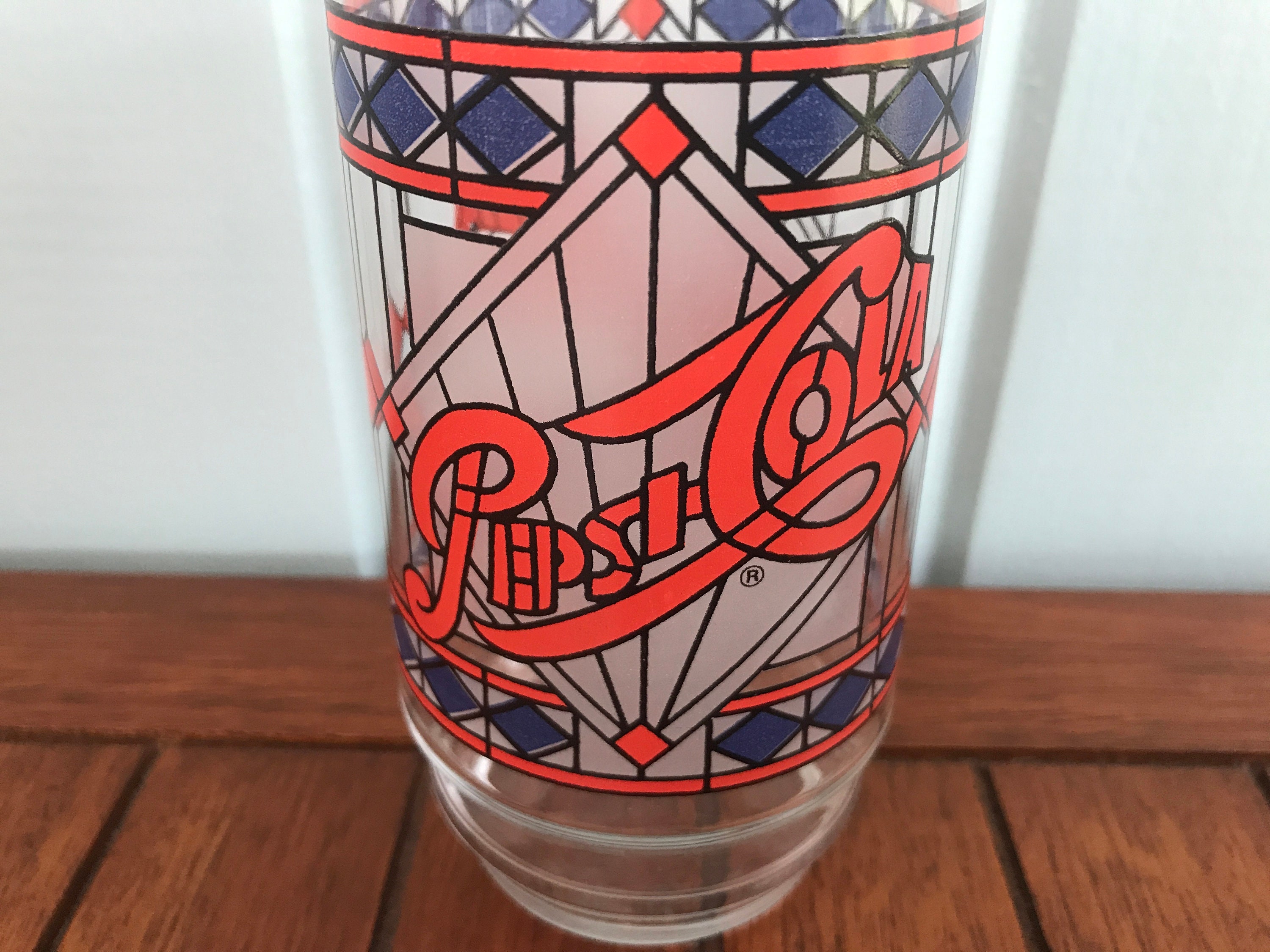 Six Pepsi Cola Glasses with Stained Glass Design Etsy