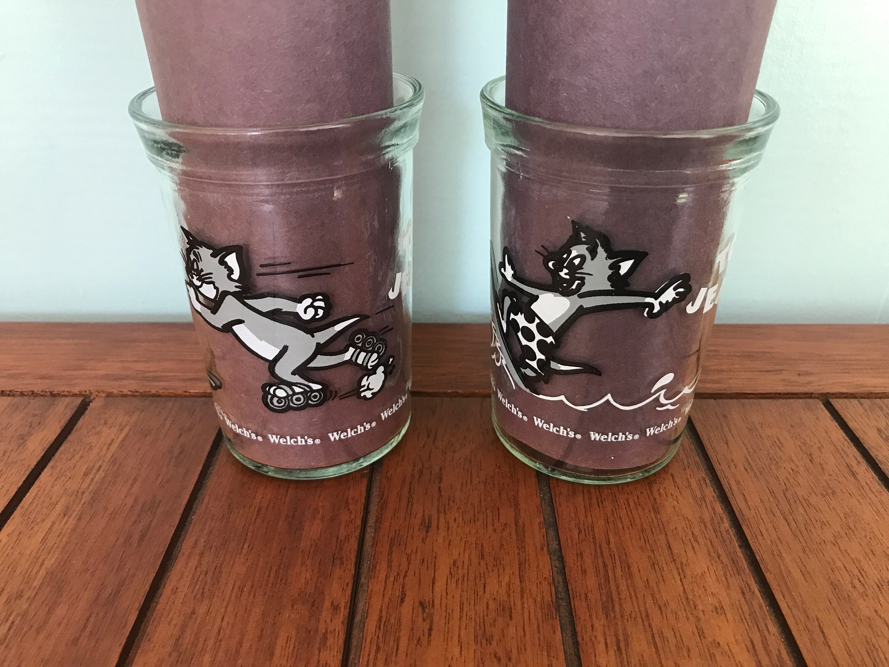 One 1990 Welch's Jelly Jar Glass - Tom and Jerry - Tom