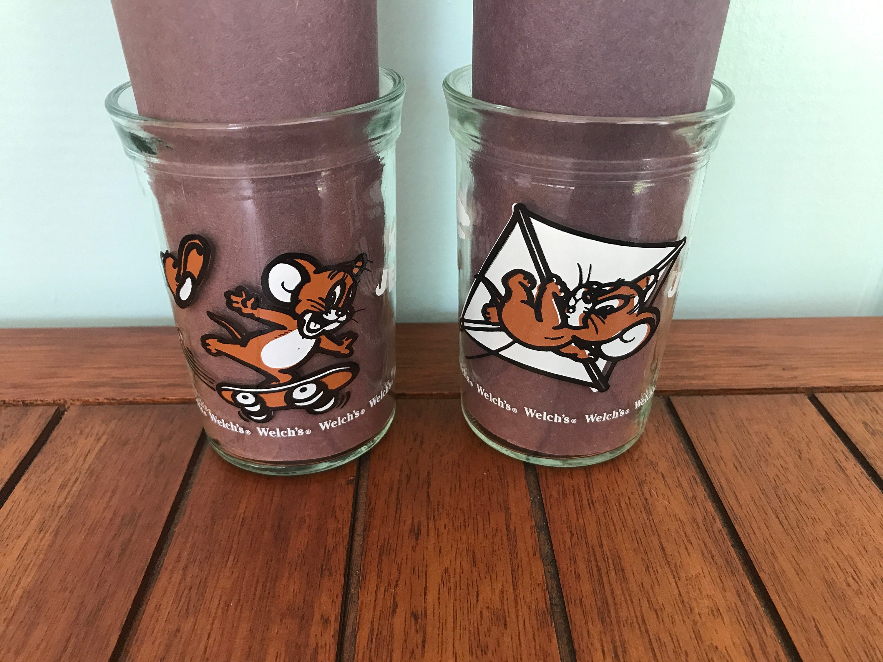 One 1990 Welch's Jelly Jar Glass - Tom and Jerry - Tom