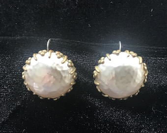 Signed Vintage Miriam Haskell Screw Back Earrings - Faux Pearls with Gold Filigree