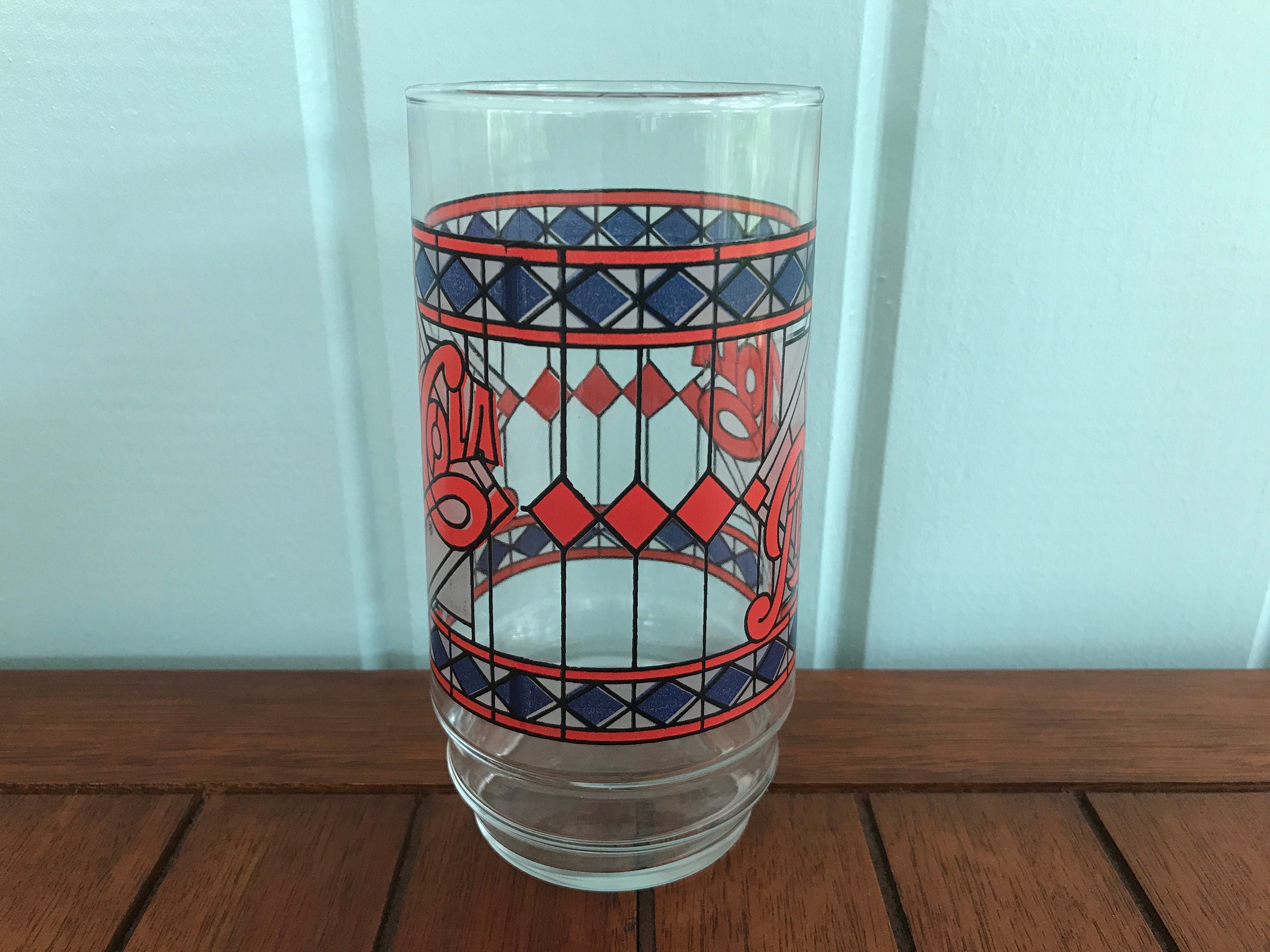 Six Pepsi Cola Glasses with Stained Glass Design Etsy