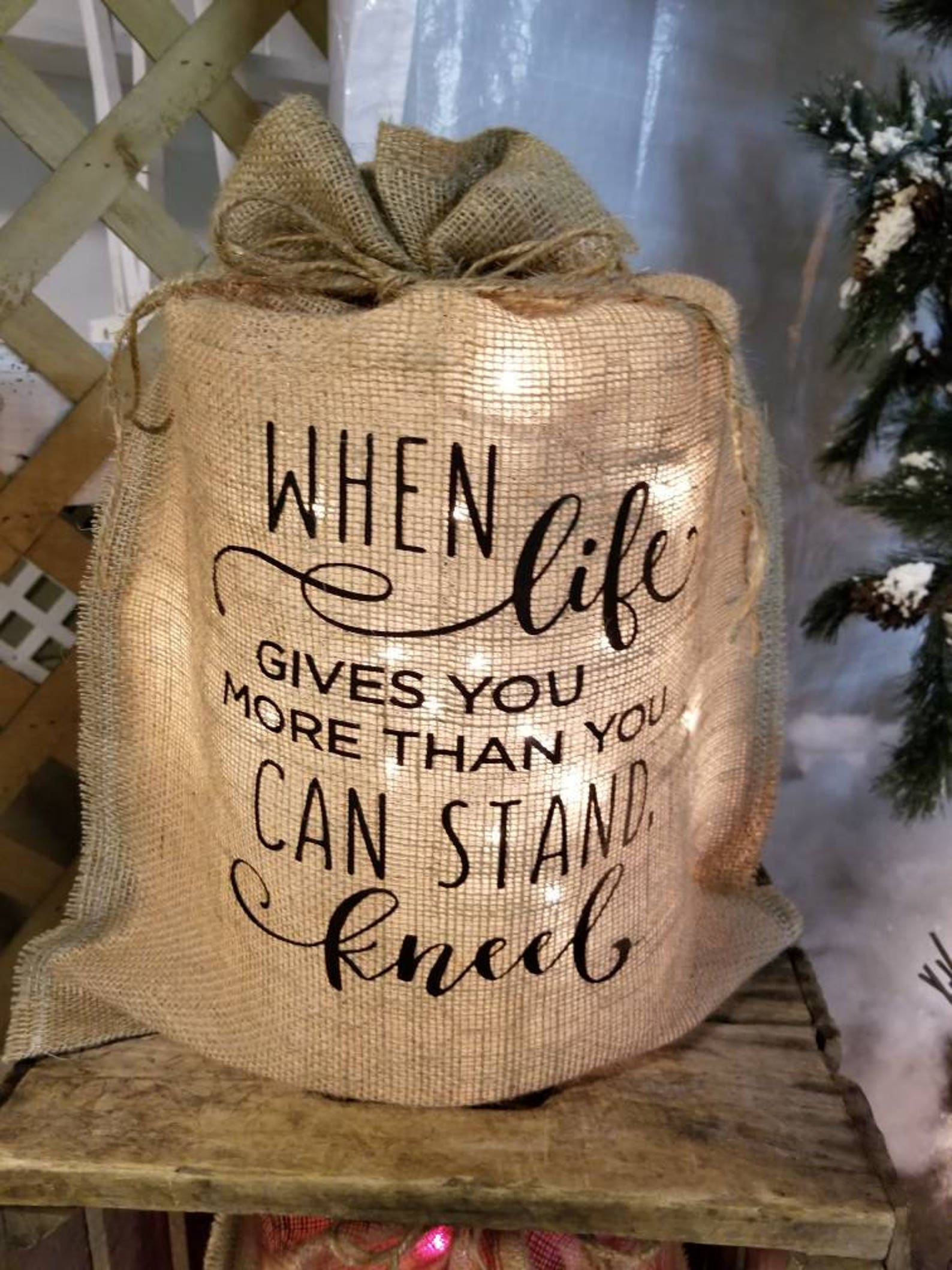 Lighted burlap bags Etsy