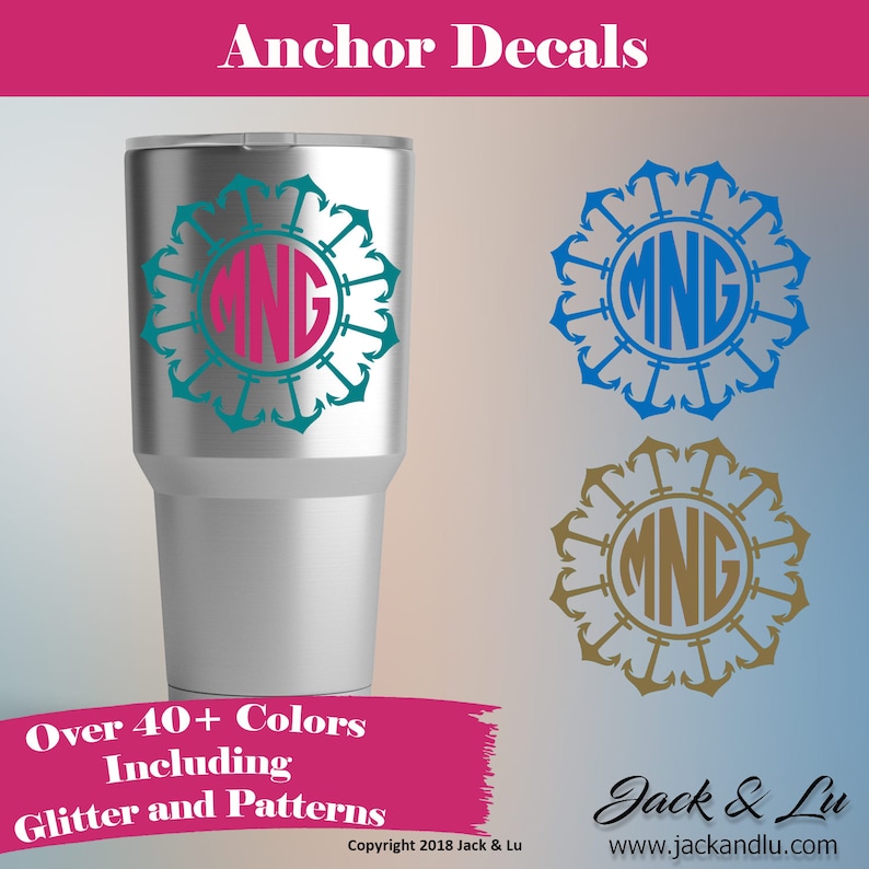 Sea Shell Monogram for Coffee Cups Laptops COLORS Car Window Vinyl Decal Sticker