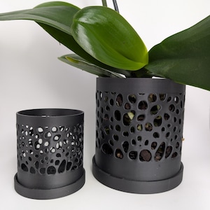 Orchid Pot with Drainage Tray | Ventilated Voronoi Orchid Planter | PETG Orchid Pot | Airflow Planter | Custom Sizes Available