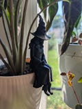 Witch Pot Hanger | Halloween Shelf Decor | Gothic Plant Pot Sitter | Witch Plant Statue | Cottagecore Plant Decor | 3D Printed PLA Accent