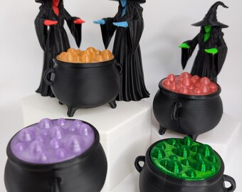 Witch & Cauldron Tea Light Holder | Custom Witch Decor | Bubbling Cauldron | Flameless Halloween Candle | Witchy Decor