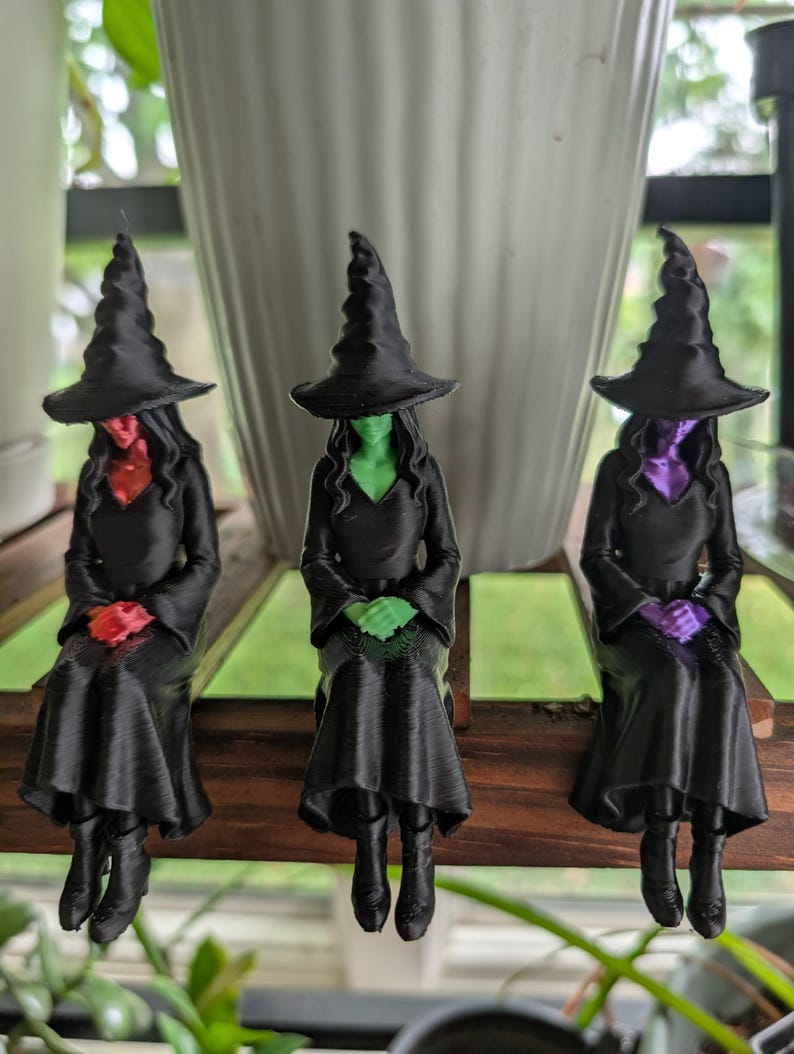 Décoration d'étagère sorcière | Décoration sorcière colorée | Décoration d'étagère Halloween | Accessoire gothique pour la maison | Cadeau pour les amoureux des sorcières | Décoration imprimée en 3D en PLA image 7