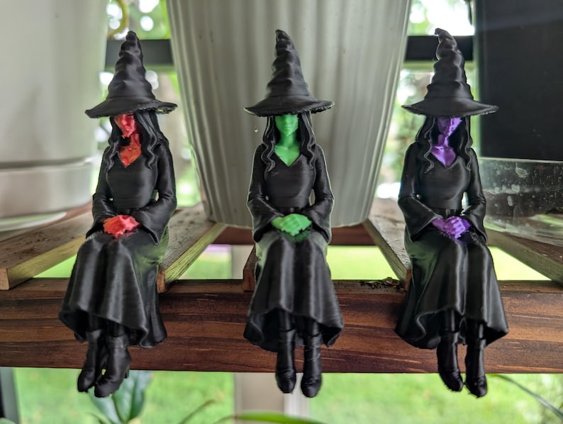 Décoration d'étagère sorcière | Décoration sorcière colorée | Décoration d'étagère Halloween | Accessoire gothique pour la maison | Cadeau pour les amoureux des sorcières | Décoration imprimée en 3D en PLA image 6