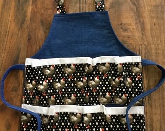 Child's egg apron, unisex egg gathering apron, kids’ denim egg collecting apron, chicken egg apron, child Christmas gift, gender neutral