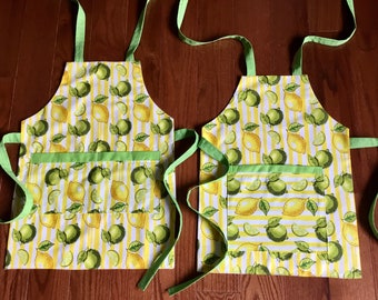 Girl’s lined kitchen apron, child baking apron, cooking w/ kids, girl birthday gift, lemons, limes, play kitchen, kids’ gifts, Made in Minn