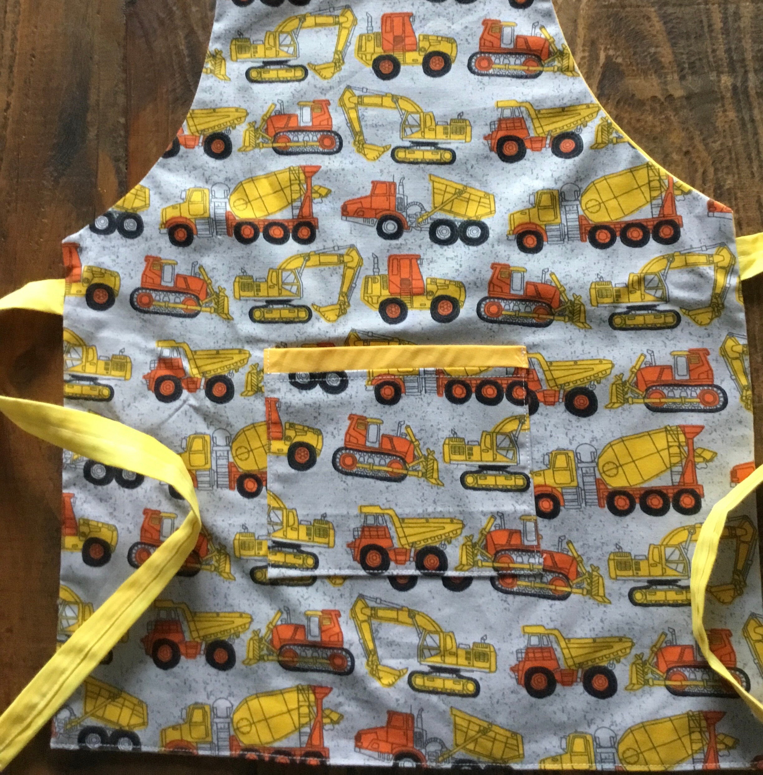 Truck Aprons, Tractors, Little Boy's Apron, Mommy's Helper, Daddy's Helper,  Boy Christmas Gift, Kids' Cooking Aprons, Baking Cookies W/mom 