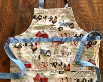 Child's birthday gift, Egg Gathering Apron, garden harvesting apron,  multi pocket apron, gender neutral, kid unisex gift, chicken egg apron