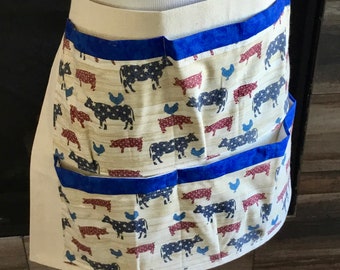 Farm Animal Print Egg Gathering Apron: Ranch Utility Apron