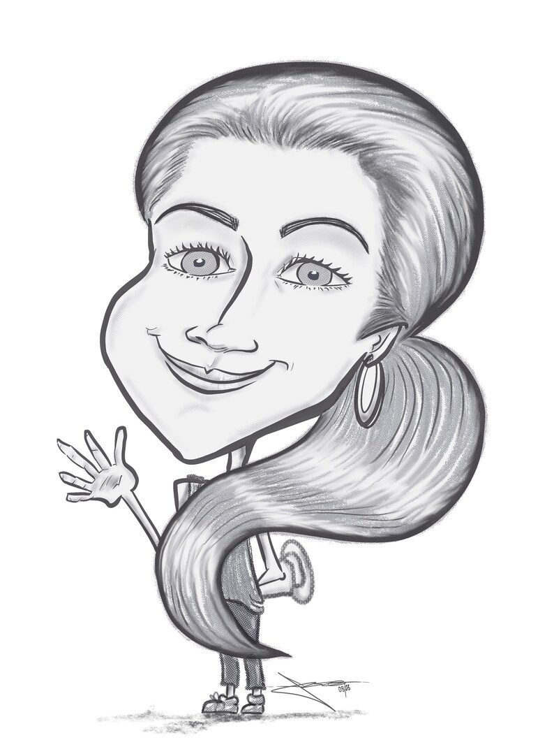 1 Person Fullbody Hand Drawing Digitally Caricatures From Your Photos