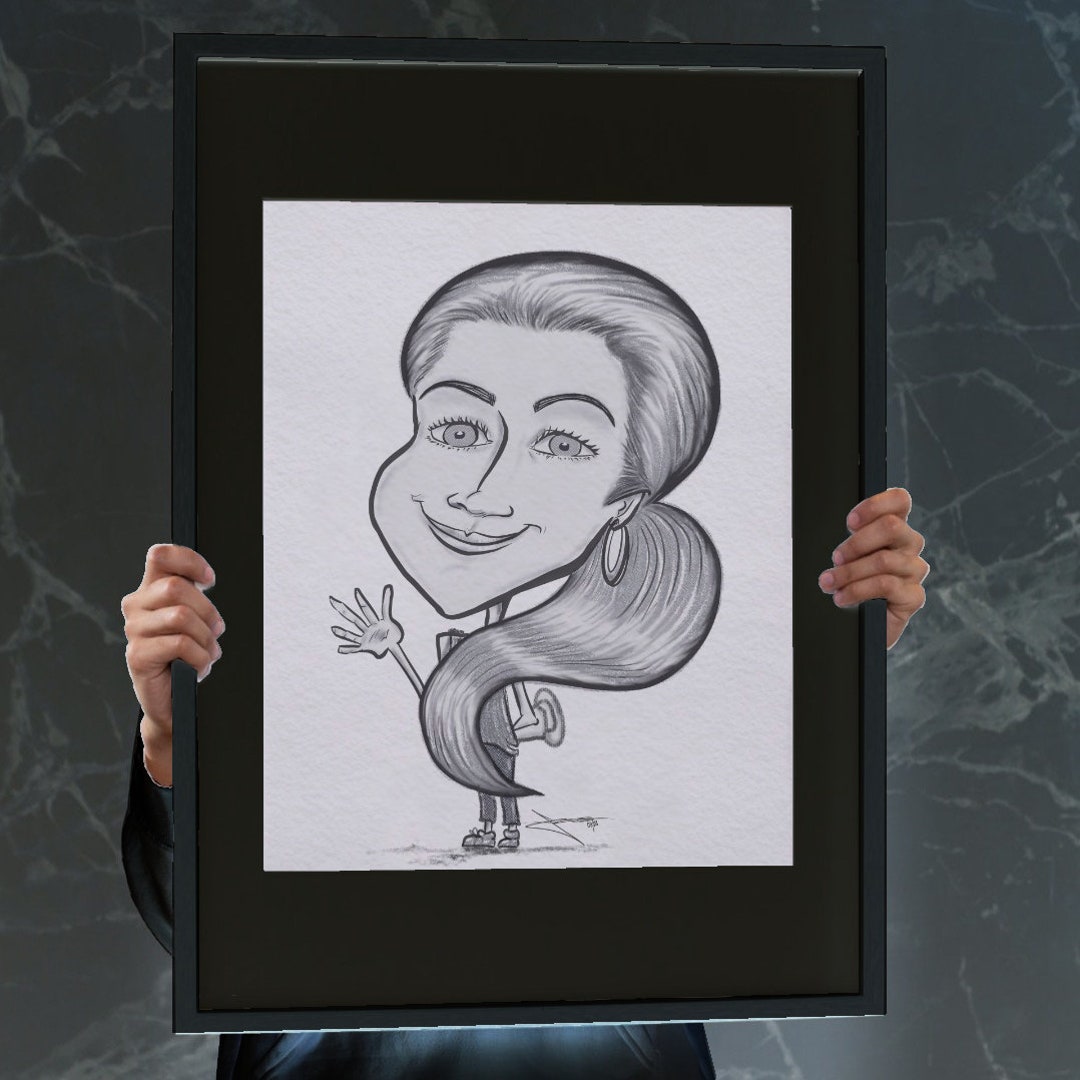 1 Person Fullbody Hand Drawing Digitally Caricatures From Your Photos