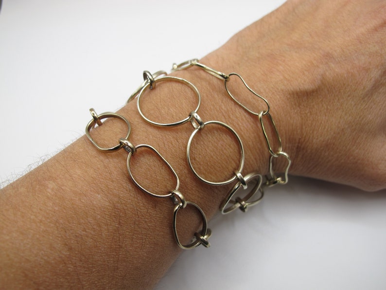 Made to Order Unisex Gift Elegant Man Birthday Gift Big Links Alpaca Artisan Unisex Bracelet Man Handmade Chain Bracelet
