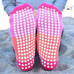 Pink Color Block Sticky Grip Socks