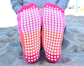 Pink Color Block Sticky Grip Socks