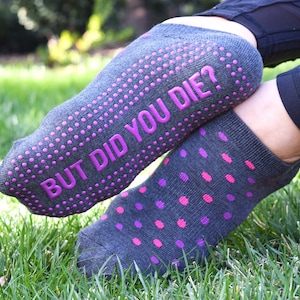 But Did You Die Polka Dot Sticky Socks for Barre, Pilates, Yoga  (Pink|Purple)