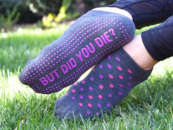 But Did You Die Polka Dot Sticky Socks for Barre, Pilates, Yoga  (Pink|Purple)