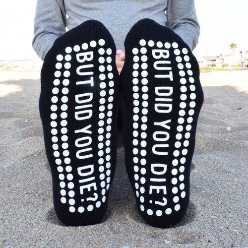 But Did You Die Sticky Barre Socks black/white - Etsy