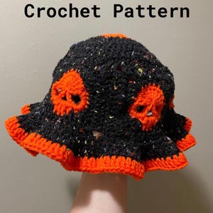 Crochet Halloween Skull Bucket Hat PATTERN