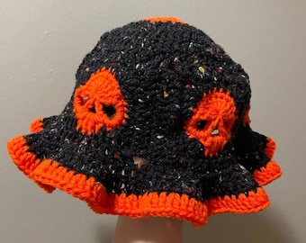 Crochet Halloween Skull Bucket Hat PATTERN