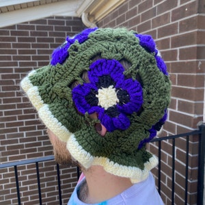 Crochet Pansy Bucket Hat