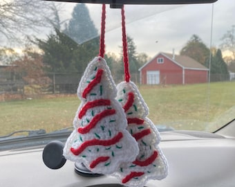 Crochet Little Debbie Christmas Cake Inspired Hanging Car Accessory